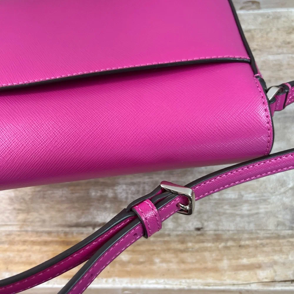 Kate Spade Sadie Envelope Crossbody Purse in Candied Plum Pink Leather - Picture 15 of 16